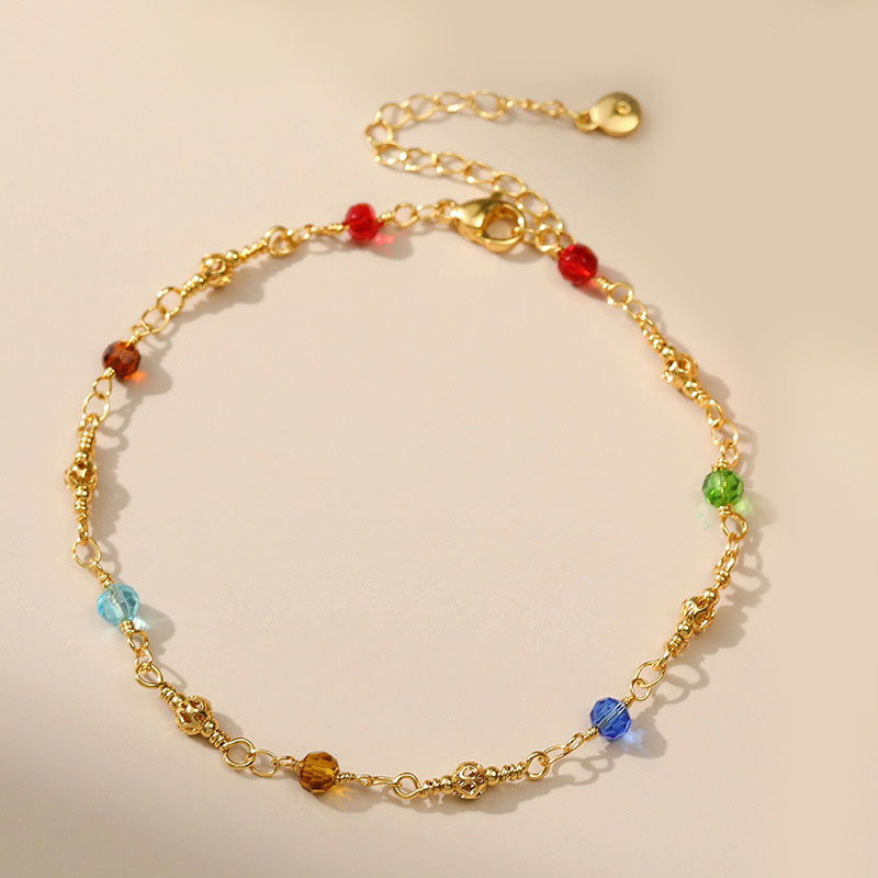 Wholesale Anklet With 18k Gold Plated Colorful Crystal Stones Adjustable Vendors