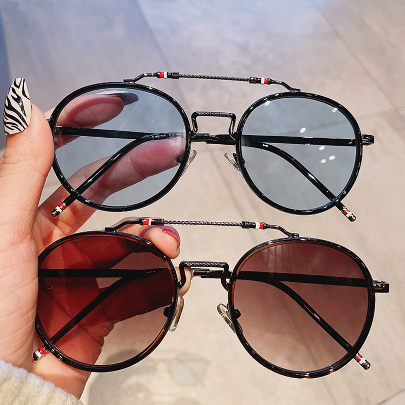 Wholesale Metal Retro Double Beam Round Frame Fashion Sunglasses Vendors