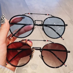 Wholesale Metal Retro Double Beam Round Frame Fashion Sunglasses Vendors