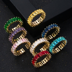 Wholesale Copper Micro-set Zirconia Ring Seven Color Zirconia Geometric Ring