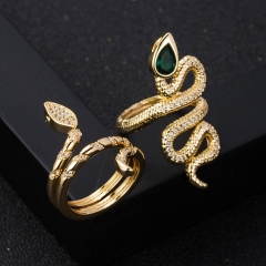 Wholesale Copper Gold Plated Micro Zirconia Snake Ring