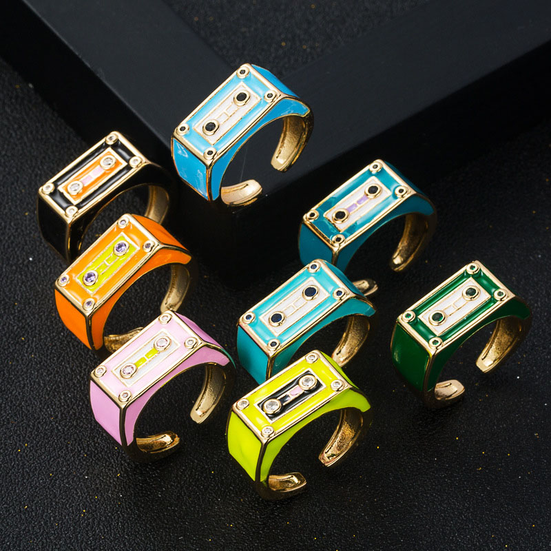 Wholesale Design Weird Robot Drip Oil Metal Openings Adjustable Finger Ring