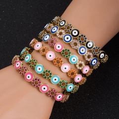 Wholesale Fashion Bracelet Copper Gold Plated Micro Zirconia Devil's Eye Open Bracelet