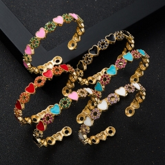 Wholesale Brass With Zirconia Enamel Drip Oil Love-shaped Bracelet Tennis Bracelet