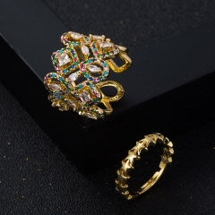 Wholesale Fashion Hip Hop Style Copper Micro Zirconia Geometric Ring