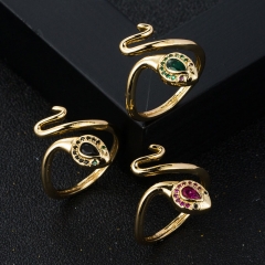 Wholesale Fashion Copper Plated Gold Micro-set Zirconia Winding Snake Open Ring