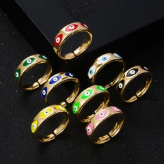 Wholesale Copper Plated Real Gold Drip Oil Devil's Eye Ring