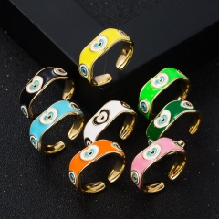 Wholesale Fashion Copper Plated Real Gold Drip Oil Enamel Heart Ring Trend