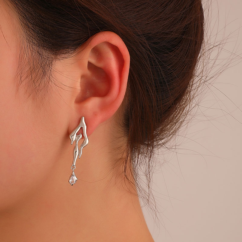 Design Zirconia Asymmetric Earrings Lava Drop Earrings Distributor