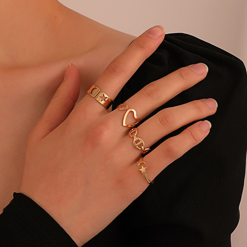 Hollow Love Geometric Ring Set Combination Fashion Distributor