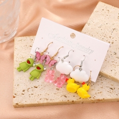 Acrylic Earring Set Cartoon Butterfly Frog Small Yellow Duck Earrings 5 Pieces Set Distributor