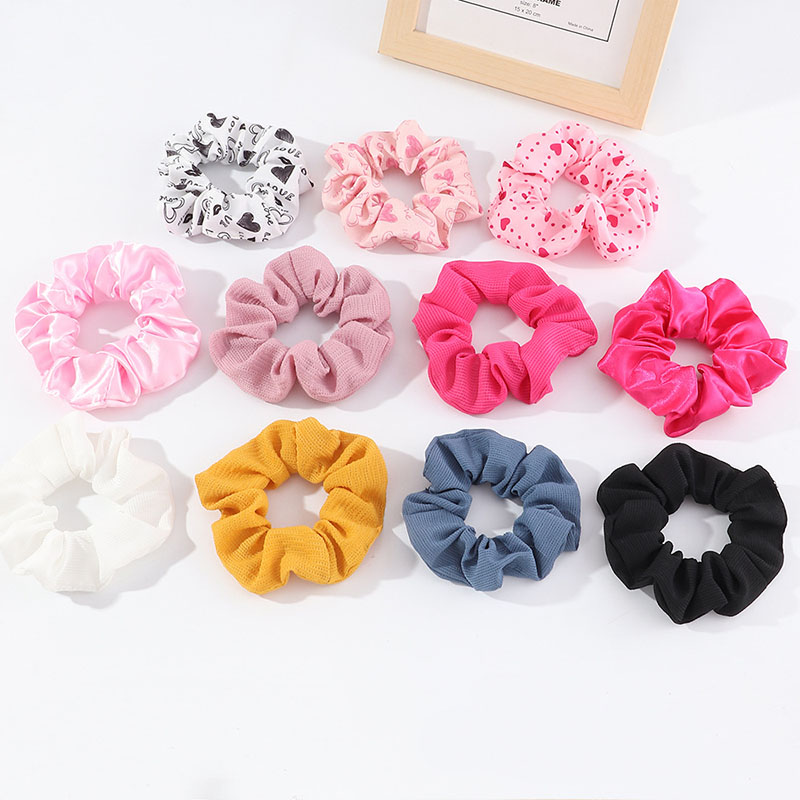 Wholesale Large Intestine Hair Band Spring Plush Rainbow Hair Accessories Satin Hair Rope