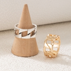 Chain Hollow Two-piece Geometric Simple Couple Ring Manufacturer