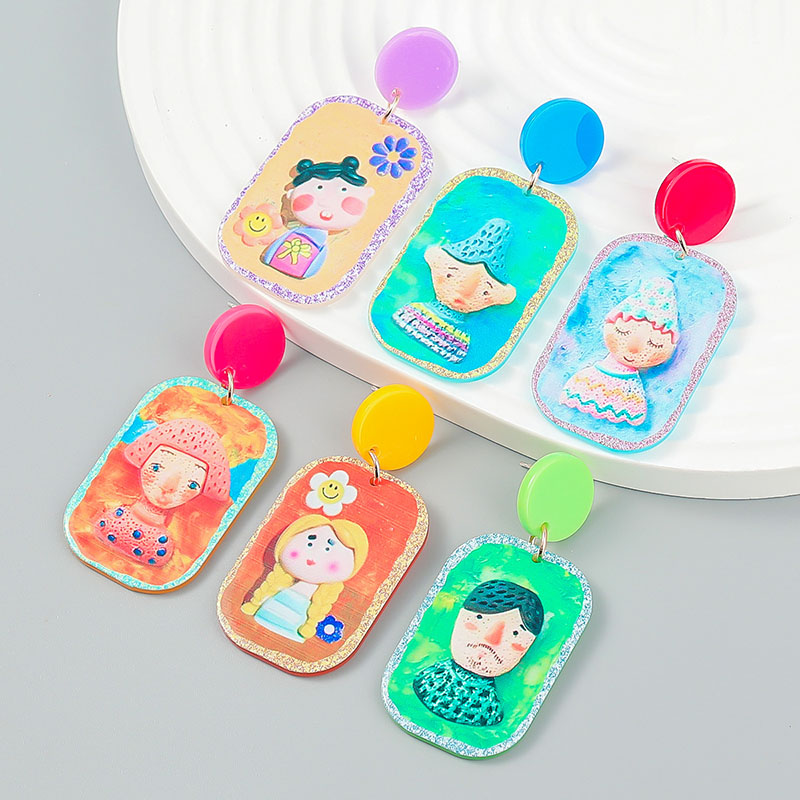 Wholesale Cartoon Earrings Netflix Models Quirky Girls Embossed Earrings