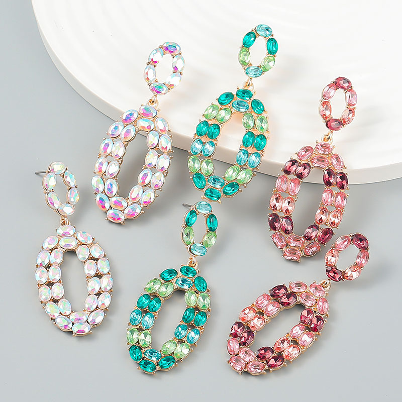 Wholesale Colorful Diamonds Exaggerated Bohemian Style Female Earrings