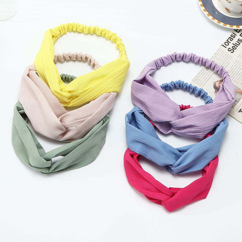 Wholesale Summer  Candy-colored Satin Elastic Cross Hair Band