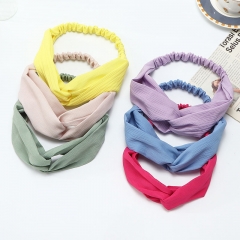 Wholesale Summer  Candy-colored Satin Elastic Cross Hair Band
