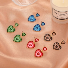 Color Matching Love Earrings Fashion Alloy Oil Drops Peach Heart Earrings Distributor