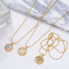 Wholesale Zirconia Heart Pendant Geometric Round Eye Necklace