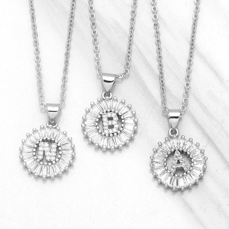 Wholesale 26 Letters Zircon Pendant Necklace Personalized With Diamonds
