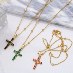 Wholesale Crucifix Necklace Micro Set Zirconia Sweater Chain