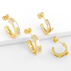 Wholesale Matching C-shaped Zirconia Shell Earrings Design