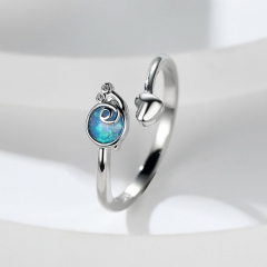 Fashion White Gold Blue Australian Treasure Small Snail Love Open Ring Manufacturer