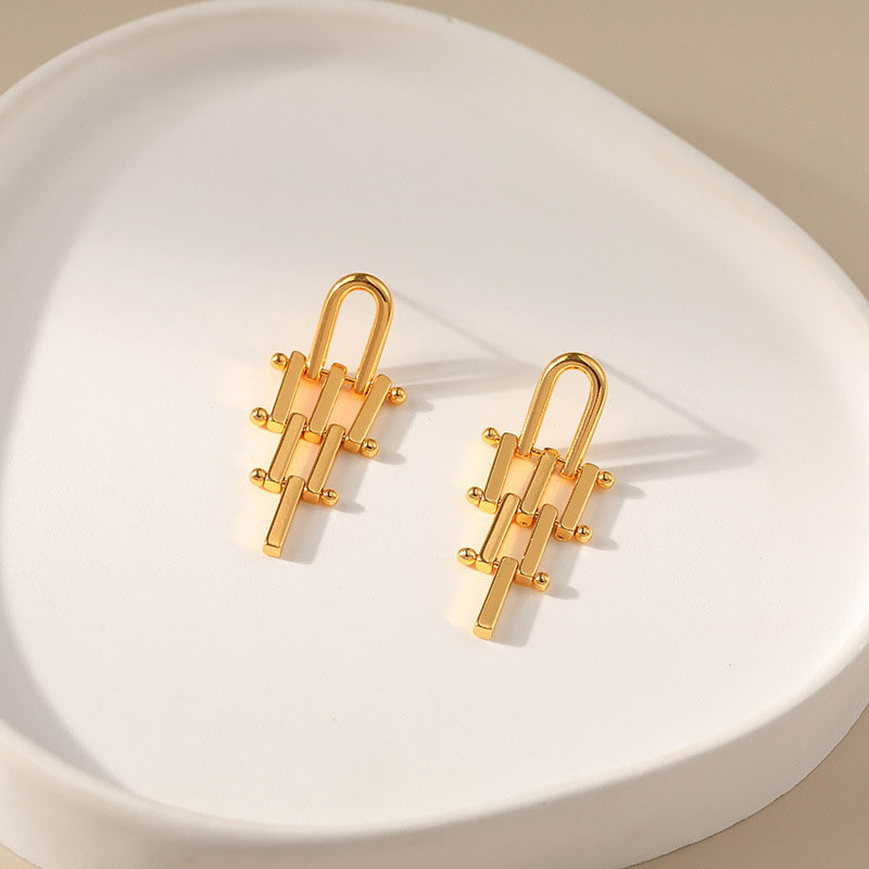 Brass Plated 18k Real Gold Irregular Geometric Earrings Distributor