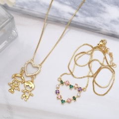 Wholesale Colorful Zircon Fashion Vintage Love Necklace