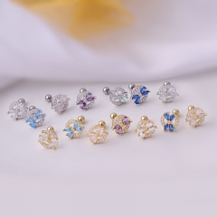 0.8mm Titanium Steel Multi-color Zircon Earrings Single Distributor