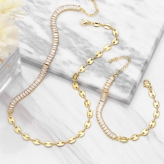 Wholesale Geometric Zircon Necklace Bracelet Set Fashion Clavicle Chain