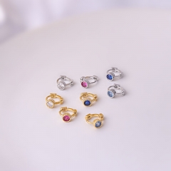 Colorful Round Zirconia Earrings Simple Piercing Single Distributor