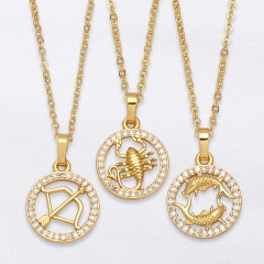 Wholesale Diamond Encrusted Zodiac Design Clavicle Chain