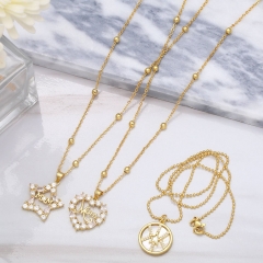 Wholesale Heart-shaped Mama Pentagram With Diamond Letter Pendant Clasp Chain