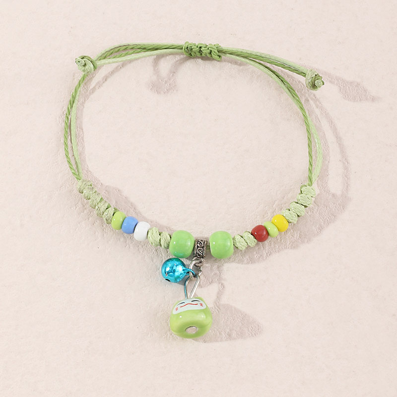 Fashion Green Beaded Bell Pendant Length Adjustable Simple Preparation Bracelet Manufacturer