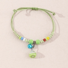 Fashion Green Beaded Bell Pendant Length Adjustable Simple Preparation Bracelet Manufacturer