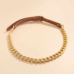 Wholesale Punk Pu Splicing Hollow Waist Chain Adjustable Body Chain