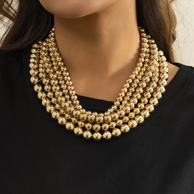 Multi-layer Stacked Wear Punk Minimalist Round Bead Chain Necklace Manufacturer