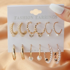 Retro Simple Female Earrings Pearl Stud Earrings Set Manufacturer