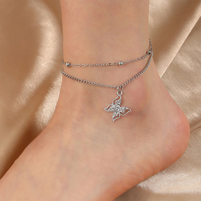 Simple Mori System Cute Female Foot Chain Temperament Three-dimensional Butterfly Models Anklet Manufacturer