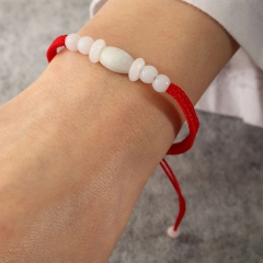Simple White Beaded Red Rope Bracelet Hand-made Adjustable Bracelets Manufacturer