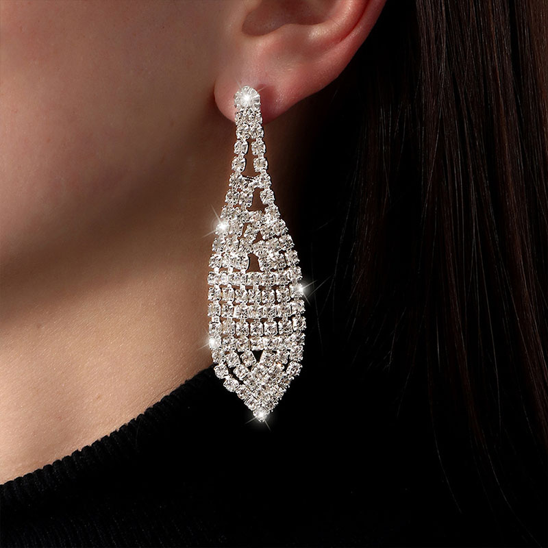 Long Drop Earrings With Diamonds Drop-shaped Earrings Manufacturer