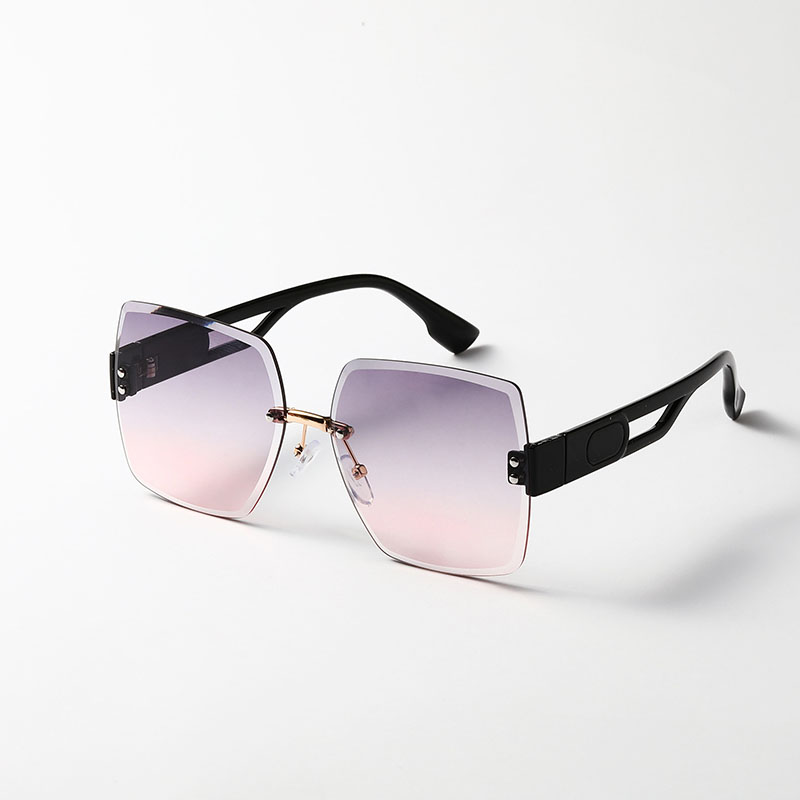 Irregular Diamond Rimless Frame Sunglasses With Hollow Temples Manufacturer