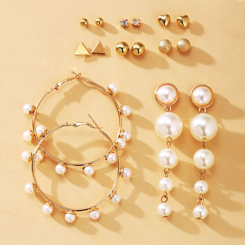 Pearl Circle Creative Vintage Simple Earrings Set Supplier