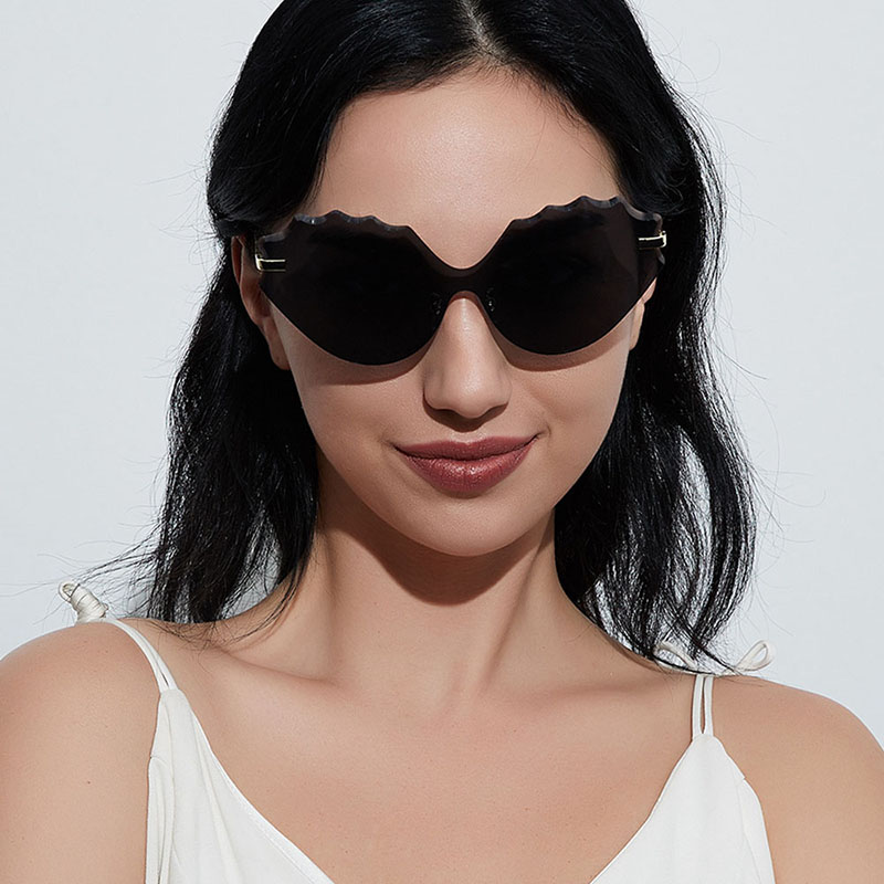 Wave Pattern Rimless Metal Temples Fashion Sunglasses Manufacturer