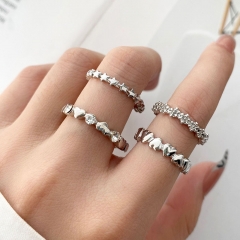 Simple Silver Inlaid Rhinestone Joint Ring Set Of 4 Pieces Manufacturer