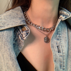 Hip-hop Collarbone Chain Pendant Double-layer Necklace Exaggerated Distributor