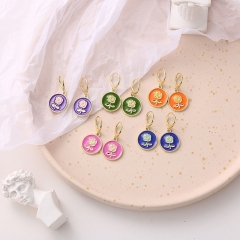 Colorful Geometric Round Oil Drip Earrings Creative Distributor