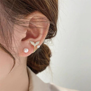 Micro-set Fishtail Pearl Earrings Sweet Earrings