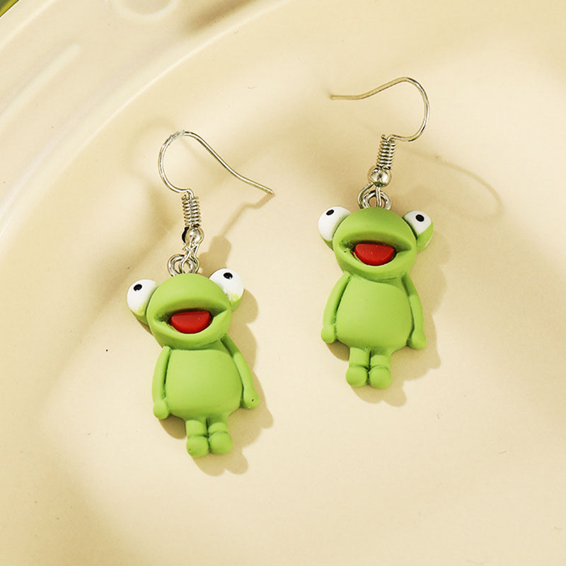 Small Frog Creative Cute Green Earrings Distributor